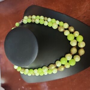 Vintage STAR green double strand necklace
